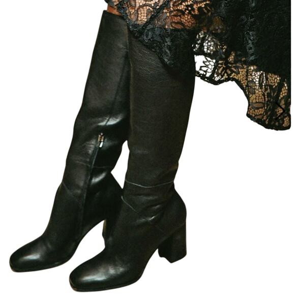 Dolce Vita Fynn Knee Boots in Onyx Leather, Size 10M, New with Tag MSRP $260 - Picture 1 of 16